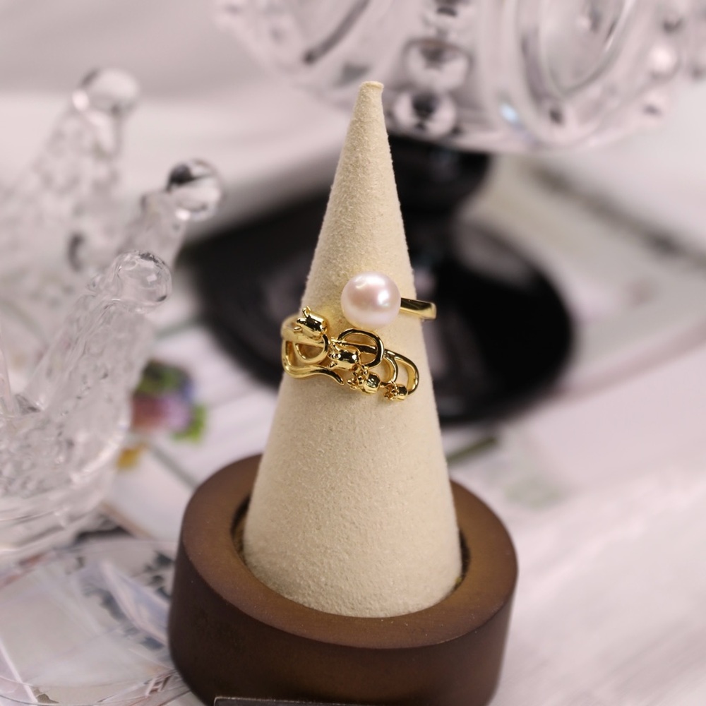 Elegant Gold and Silver Lily of the valley Pearl Rings - Picture 10 of 16